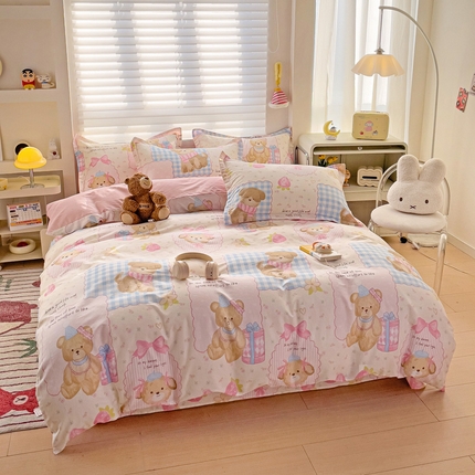 春雨家居 2025新款春夏卡通印花全棉四件套 甜甜心事