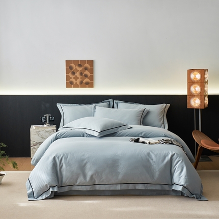 91家纺网 家纺一手货源 找家纺 （总）三朵全棉60S贡缎长绒棉大提花四件套-格趣系列