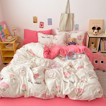 91家纺网 家纺一手货源 找家纺 （总）卡斯诺家纺馆 2025新款水洗云朵棉四件套【下载文件夹包含买家秀】