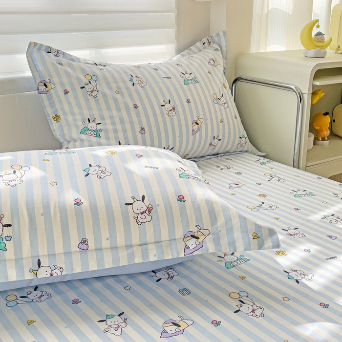 91家纺网 家纺一手货源 找家纺 春雨家居 2025新款春夏卡通印花全棉单床单 兔兔乐园