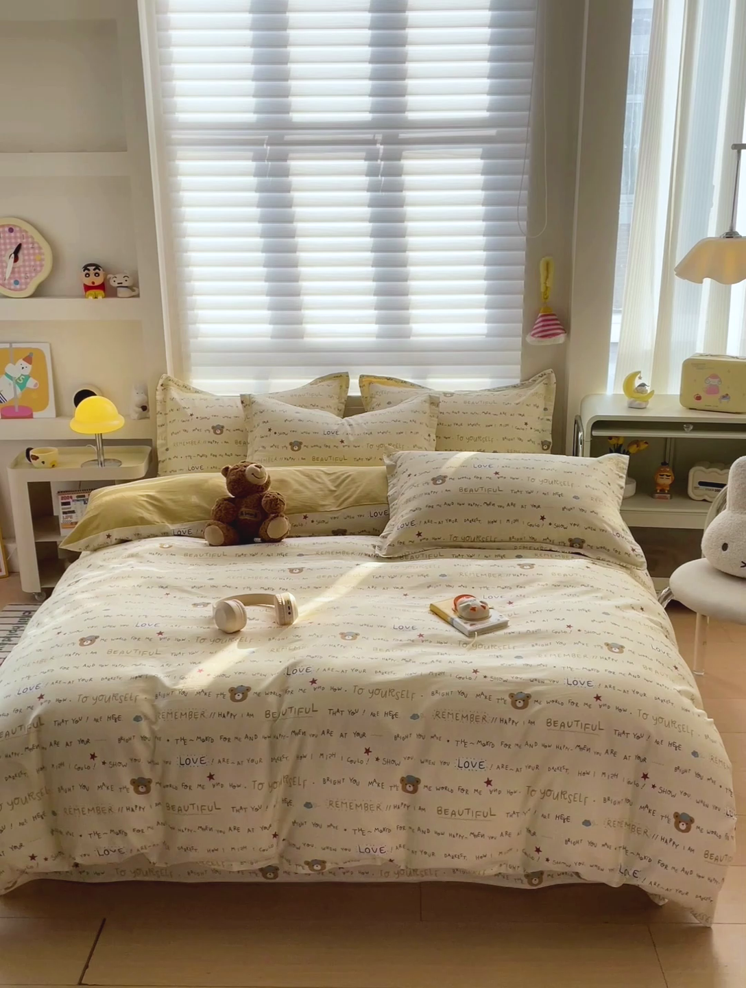 91家纺网 家纺一手货源 找家纺 春雨家居 2025新款春夏卡通印花全棉单被套 红星小熊