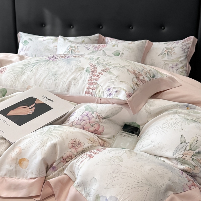 91家纺网 家纺一手货源 找家纺 迷尚家居 2025新款100%莱赛尔数码印花四件套 繁花之恋