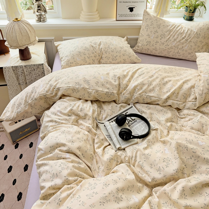 91家纺网 家纺一手货源 找家纺 逸尚阁 2025新款针织双层纱印花四件套（提供买家秀） 安琪拉