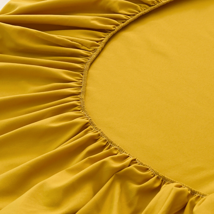 91家纺网 家纺一手货源 找家纺 梵巢2025新款水洗棉纯色单床笠 姜黄