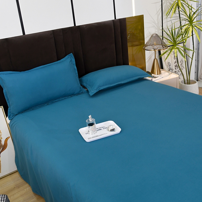 91家纺网 家纺一手货源 找家纺 梵巢2025新款水洗棉床单三件套 海青