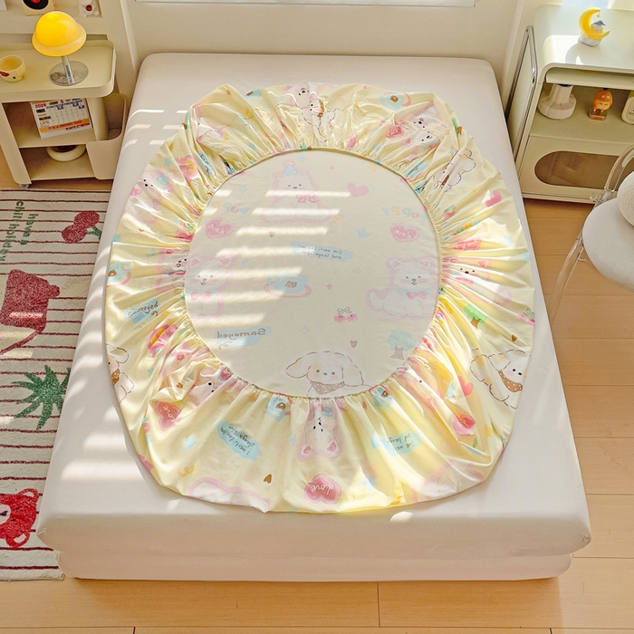 91家纺网 家纺一手货源 找家纺 春雨家居 2025新款春夏卡通印花全棉单床笠 萌趣乐园