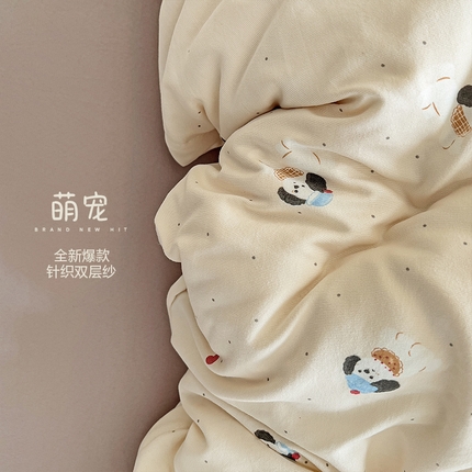 91家纺网 家纺一手货源 找家纺 （总）逸尚阁 2025新款针织双层纱印花四件套（提供买家秀）