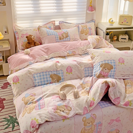 春雨家居 2025新款春夏卡通印花全棉单被套 甜甜心事