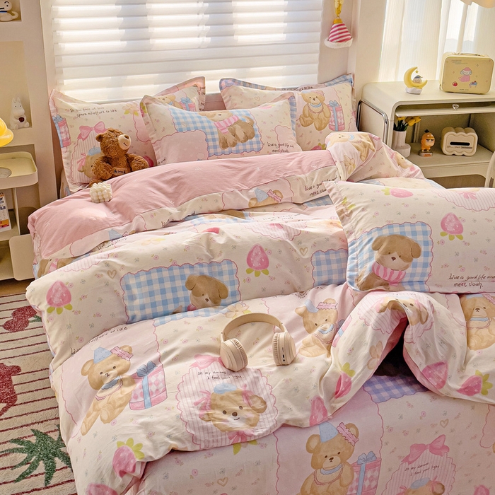 91家纺网 家纺一手货源 找家纺 春雨家居 2025新款春夏卡通印花全棉单被套 甜甜心事