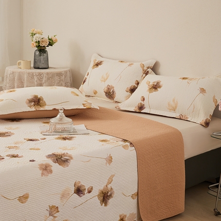 莎果家纺 2025新款双面全棉数码印花大尺寸2.3*2.5米床盖三件套 水墨年华