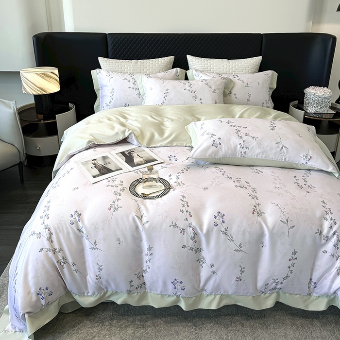 91家纺网 家纺一手货源 找家纺 迷尚家居 2025新款100%莱赛尔数码印花四件套 小禾眠诗