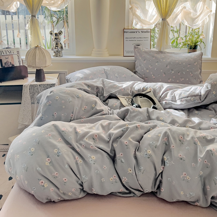 91家纺网 家纺一手货源 找家纺 逸尚阁 2025新款针织双层纱印花四件套（提供买家秀） 繁花