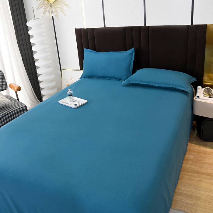 91家纺网 家纺一手货源 找家纺 梵巢2025新款水洗棉床单三件套 海青