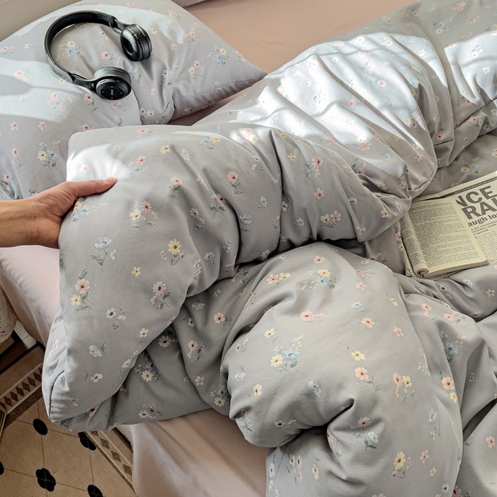 91家纺网 家纺一手货源 找家纺 逸尚阁 2025新款针织双层纱印花四件套（提供买家秀） 繁花