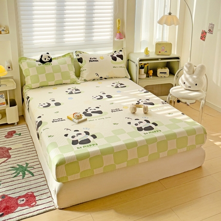 春雨家居 2025新款春夏卡通印花全棉单床笠 小熊猫