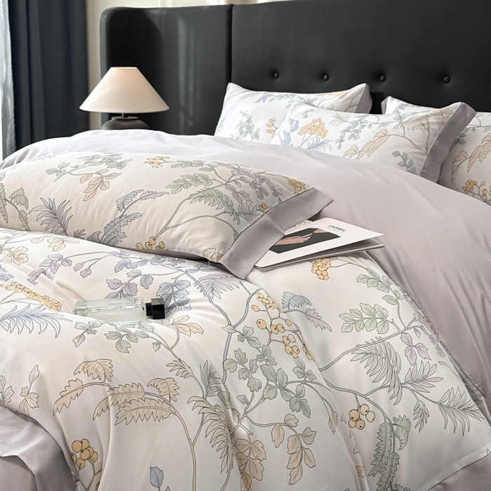 91家纺网 家纺一手货源 找家纺 迷尚家居 2025新款100%莱赛尔数码印花四件套 析漫枝