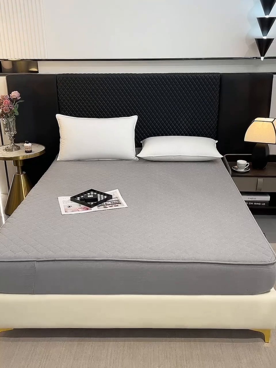 91家纺网 家纺一手货源 找家纺 寝居阁 2025新款纯棉水洗棉小金豆刺绣床笠 金豆豆-灰色