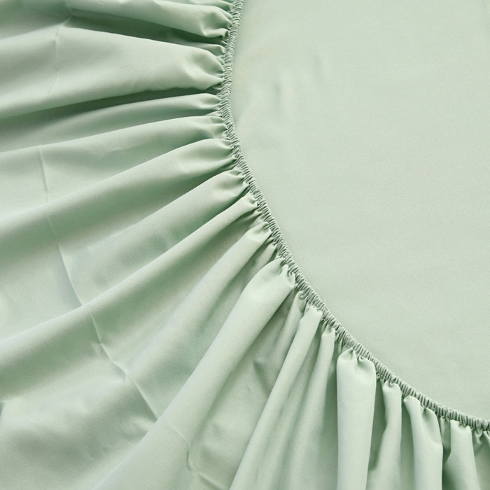 91家纺网 家纺一手货源 找家纺 梵巢2025新款水洗棉纯色单床笠 浅豆绿