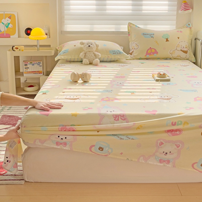 91家纺网 家纺一手货源 找家纺 春雨家居 2025新款春夏卡通印花全棉单床单 萌趣乐园