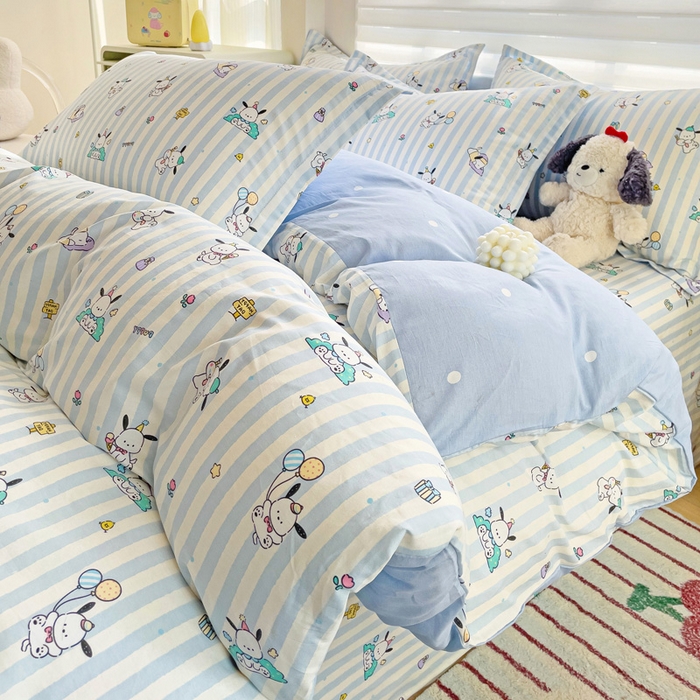 91家纺网 家纺一手货源 找家纺 春雨家居 2025新款春夏卡通印花全棉单被套 兔兔乐园