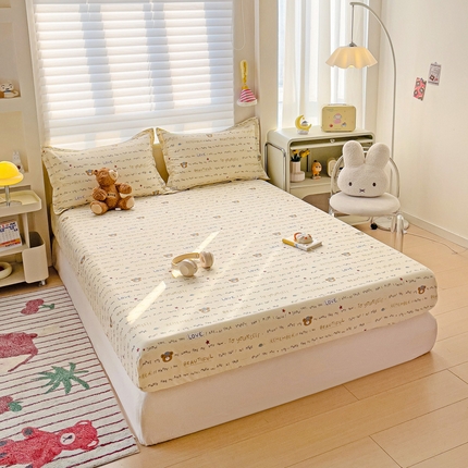 春雨家居 2025新款春夏卡通印花全棉单床笠 红星小熊