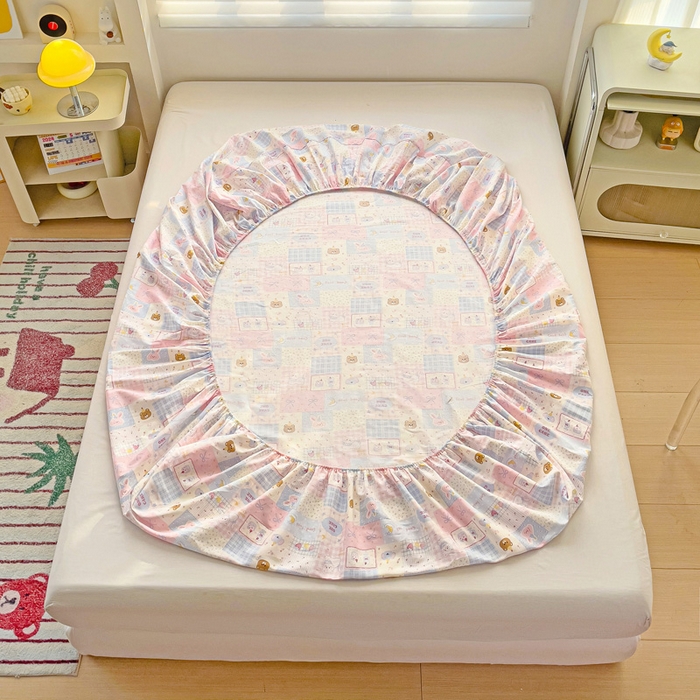 91家纺网 家纺一手货源 找家纺 春雨家居 2025新款春夏卡通印花全棉单床笠 甜心乐园