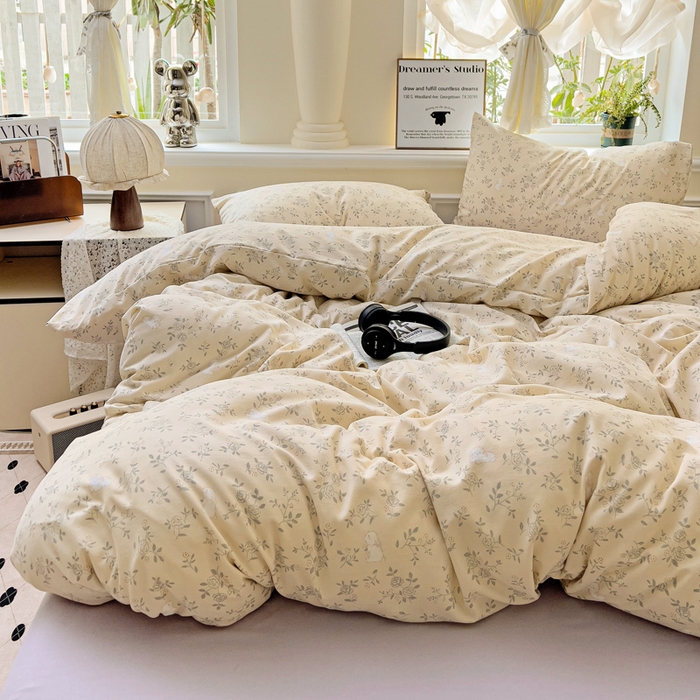 91家纺网 家纺一手货源 找家纺 逸尚阁 2025新款针织双层纱印花四件套（提供买家秀） 安琪拉