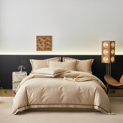 91家纺网 家纺一手货源 找家纺 （总）三朵全棉60S贡缎长绒棉大提花四件套-格趣系列