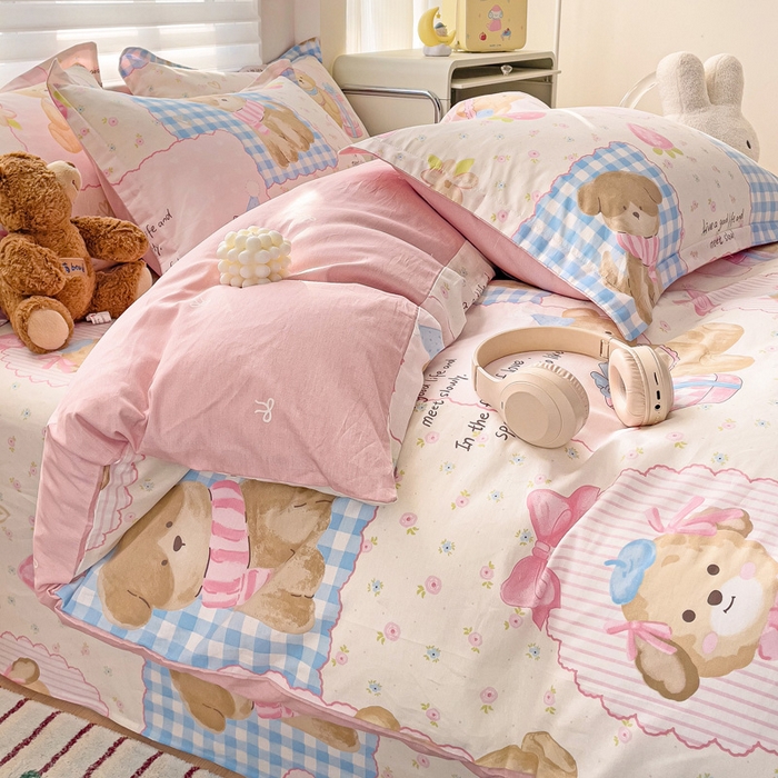 91家纺网 家纺一手货源 找家纺 春雨家居 2025新款春夏卡通印花全棉单被套 甜甜心事