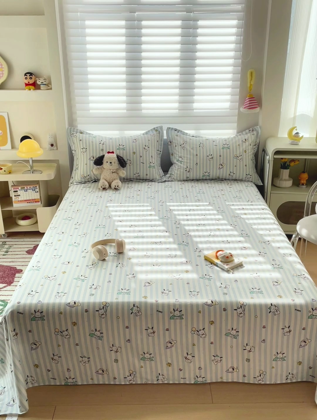 91家纺网 家纺一手货源 找家纺 春雨家居 2025新款春夏卡通印花全棉单床单 兔兔乐园