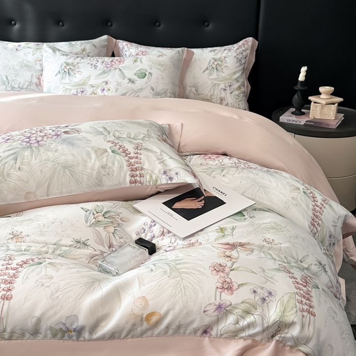 91家纺网 家纺一手货源 找家纺 迷尚家居 2025新款100%莱赛尔数码印花四件套 繁花之恋