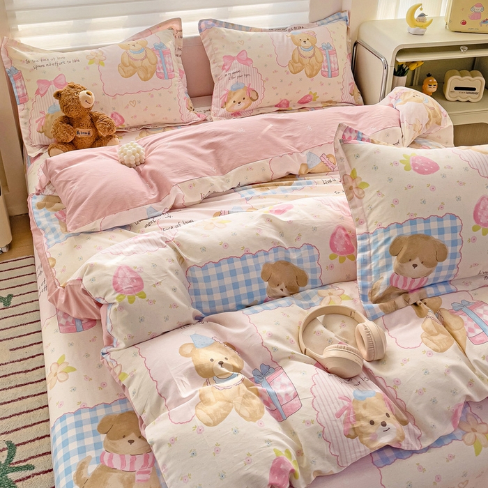 91家纺网 家纺一手货源 找家纺 春雨家居 2025新款春夏卡通印花全棉单被套 甜甜心事