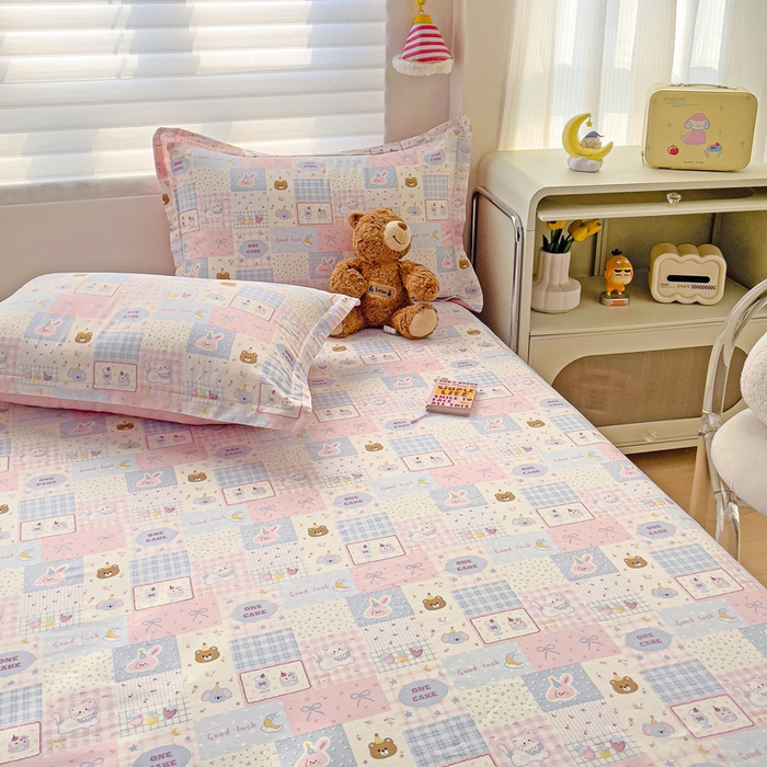 91家纺网 家纺一手货源 找家纺 春雨家居 2025新款春夏卡通印花全棉单床笠 甜心乐园