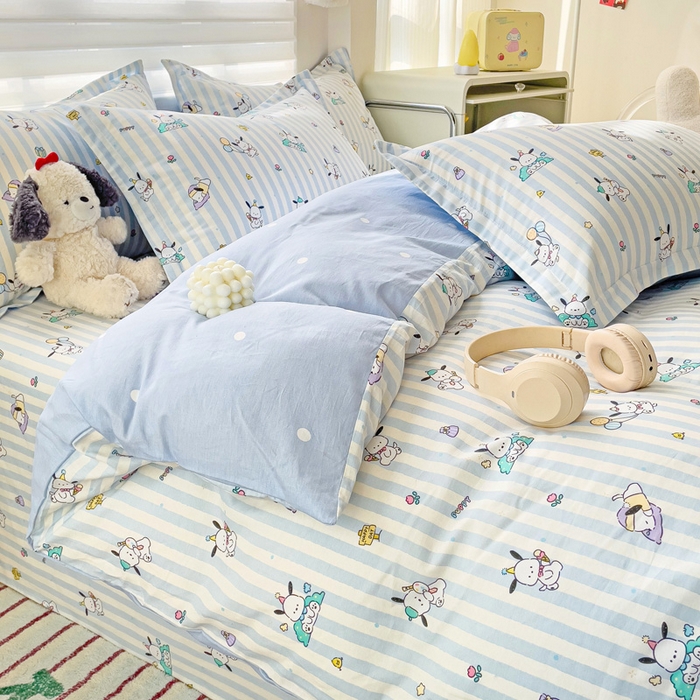 91家纺网 家纺一手货源 找家纺 春雨家居 2025新款春夏卡通印花全棉单被套 兔兔乐园