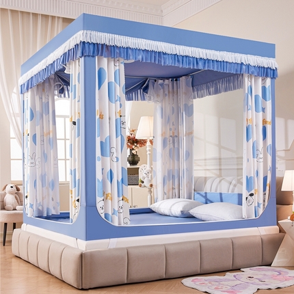 91家纺网 家纺一手货源 找家纺 富莱星蚊帐 2025新款坐床可拆卸底遮光帘蚊帐 我的朋友们-蓝