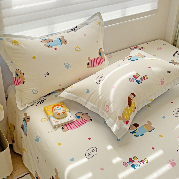 91家纺网 家纺一手货源 找家纺 春雨家居 2025新款春夏卡通印花全棉单枕套 8.童趣蜜歌