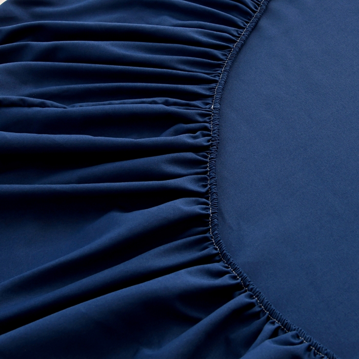 91家纺网 家纺一手货源 找家纺 梵巢2025新款水洗棉纯色单床笠 深蓝