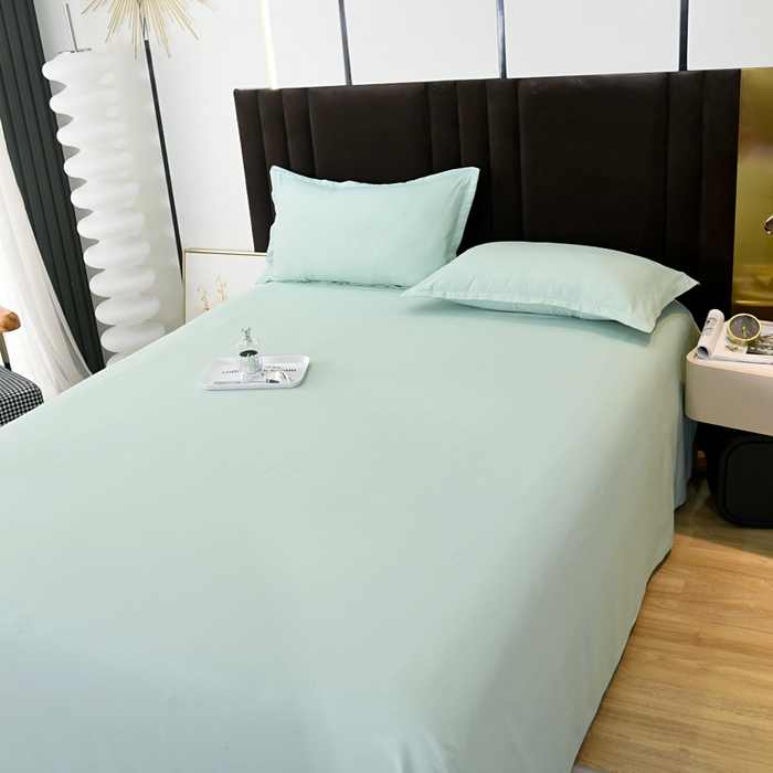 91家纺网 家纺一手货源 找家纺 梵巢2025新款水洗棉床单三件套 嫩绿