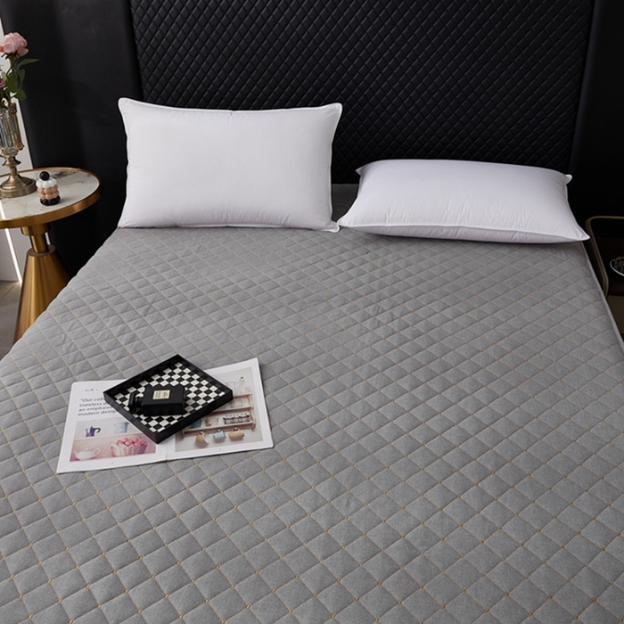 91家纺网 家纺一手货源 找家纺 寝居阁 2025新款纯棉水洗棉小金豆刺绣床笠 金豆豆-灰色