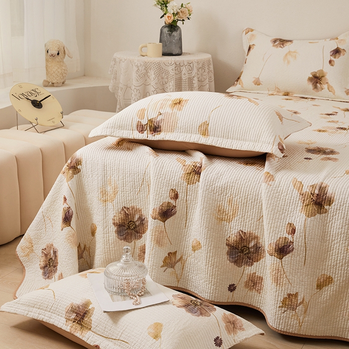 91家纺网 家纺一手货源 找家纺 （总）莎果家纺 2025新款双面全棉数码印花大尺寸2.3*2.5米床盖三件套