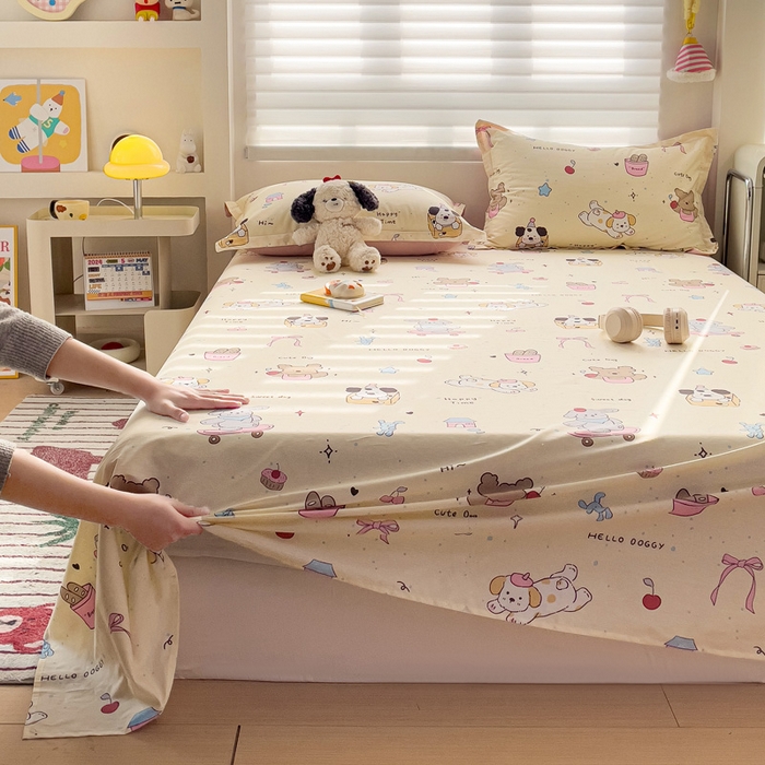 91家纺网 家纺一手货源 找家纺 春雨家居 2025新款春夏卡通印花全棉单床单 可爱颂