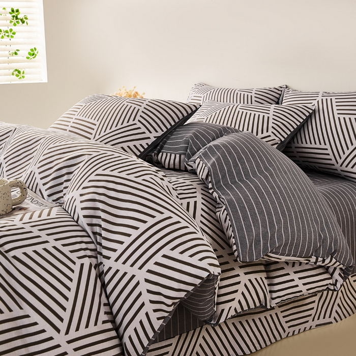 91家纺网 家纺一手货源 找家纺 潮邦创意家居 2025特价春夏新款13070全棉四件套 【第一批】 简格