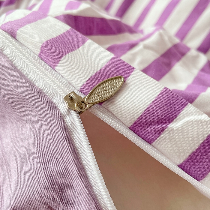 91家纺网 家纺一手货源 找家纺 卡斯诺家纺馆 2025新款水洗云朵棉四件套【下载文件夹包含买家秀】 甜辣风-酱紫条