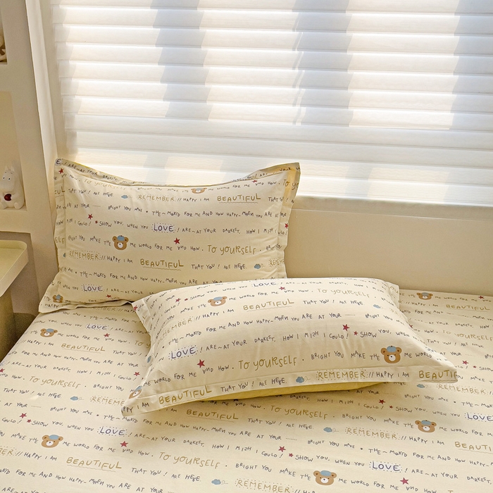 91家纺网 家纺一手货源 找家纺 春雨家居 2025新款春夏卡通印花全棉单枕套 20.红星小熊