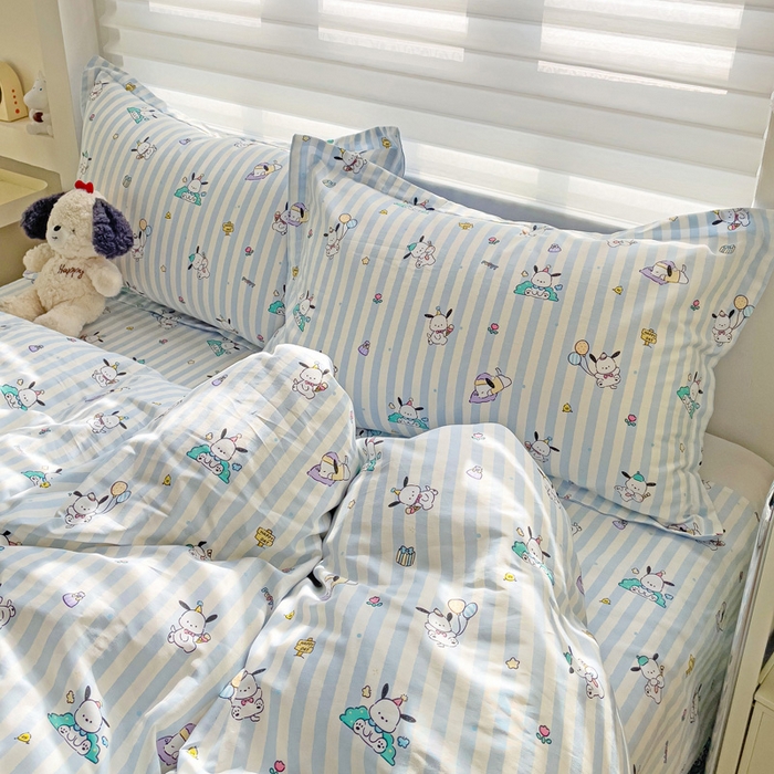 91家纺网 家纺一手货源 找家纺 春雨家居 2025新款春夏卡通印花全棉单被套 兔兔乐园
