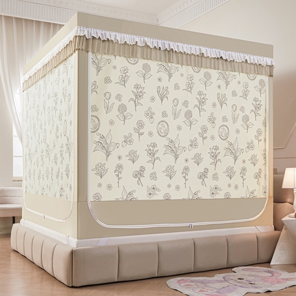 91家纺网 家纺一手货源 找家纺 富莱星蚊帐 2025新款坐床可拆卸底遮光帘蚊帐 倾国倾城-卡