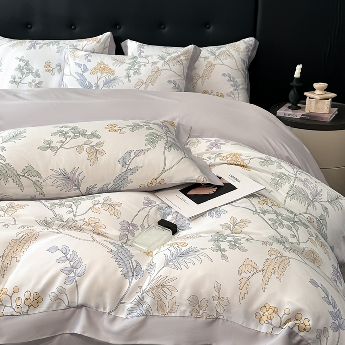 91家纺网 家纺一手货源 找家纺 迷尚家居 2025新款100%莱赛尔数码印花四件套 析漫枝