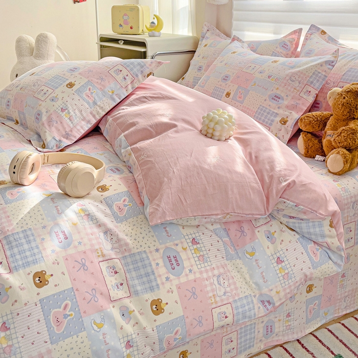 91家纺网 家纺一手货源 找家纺 春雨家居 2025新款春夏卡通印花全棉单被套 甜心乐园