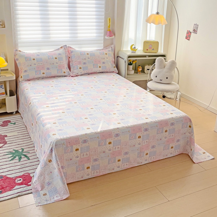 91家纺网 家纺一手货源 找家纺 春雨家居 2025新款春夏卡通印花全棉单床单 甜心乐园