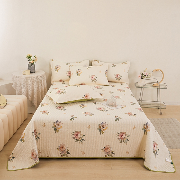 91家纺网 家纺一手货源 找家纺 莎果家纺 2025新款双面全棉数码印花大尺寸2.3*2.5米床盖三件套 东方诗意